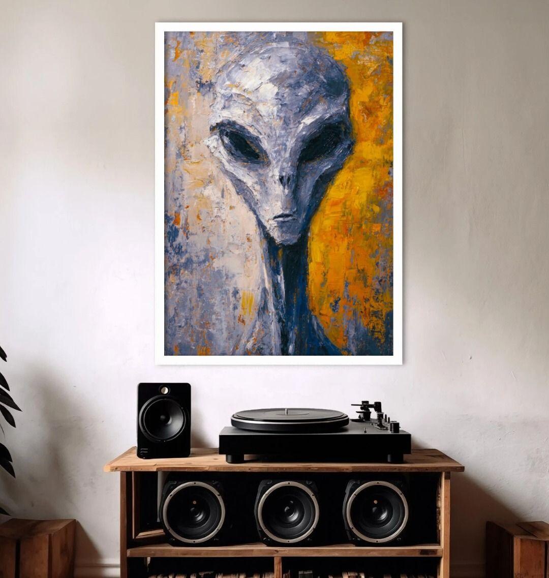 Impasto Alien Painting Print , Textured Extra-terrestrial Oil Painting ...