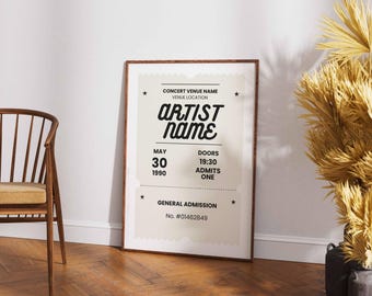 Individuell gestaltete Konzerttickets, personalisierte Konzertposter, Wandbilder für Bands