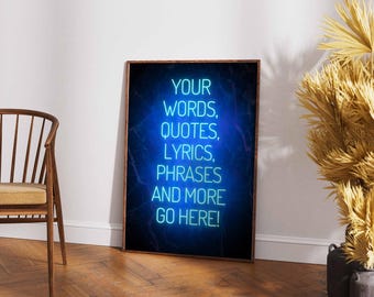 Individuelles Neon-Textposter, personalisierte Typografie-Wandkunst, maßgeschneiderter Druck