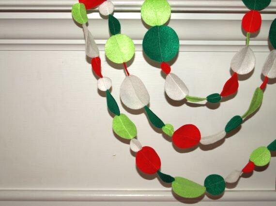 SALE Felt Garland Christmas Red, Green and White Eco Friendly Felt Il_570xn
