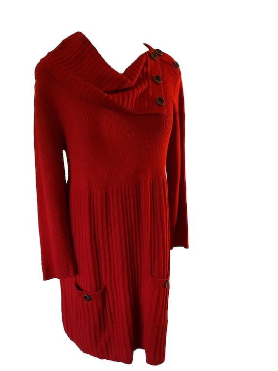 Style & Co. Winter Red Sweater Dress - Large - image 1