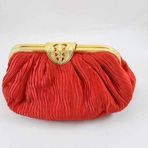 Vintage Carla Marchi Red Micro-Pleated Evening Bag Lo… - Gem