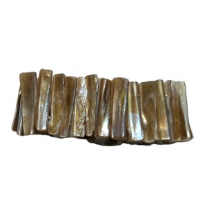 Vintage Natural Mother Of Pearl Seashell Elastic Cuff Bracelet