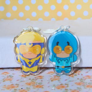 Booster Gold Blue Beetle DC superhero acrylic keychain