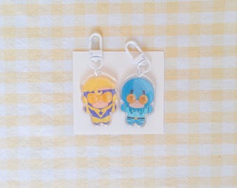 Booster Gold Blue Beetle DC superhero acrylic keychain