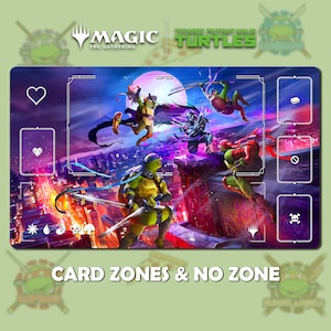 Turtles VS Shredder Playmat MTG TMNT - Playmat Deskmat 24 x 14 inches (600 x 350 x 2mm) Free Storage Bag