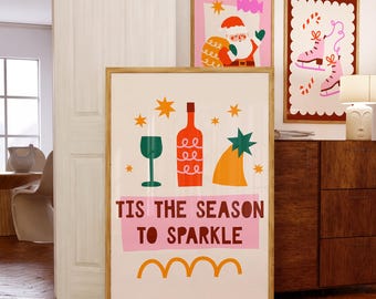 Festive Christmas Printable Wall Art Set | 3 Colorful Holiday Posters