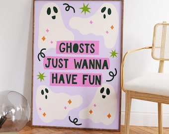 Retro Geist Halloween Poster: Gruselige Gruselige Halloween Wand Kunst (Digitaler Download)