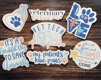 Vet Tech Stickers: Water resistant Vinyl Sticker, Laptop Stickers