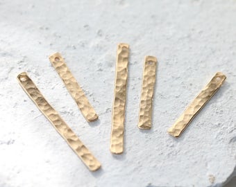 Vertical Hammered 14 K Gold Filled Bar Pendant | Rose Gold Bracelet Connector | Various Sizes