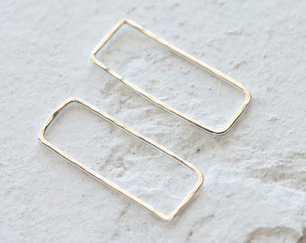 Sterling Silver Geometric Rectangle Pendant Connectors | 1 Pair