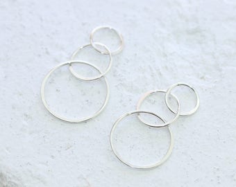 Sterling Silver Graduated Linked Circles Drops Bracelet Connector | 1 Piece