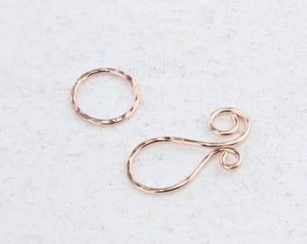 Rose Gold Filled Swirl Hook and Ring Clasp | Sterling Silver Clasp