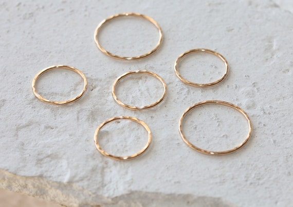 14K Gold Filled Hammered Circle Connector | Jewelry Pendants (Pair)