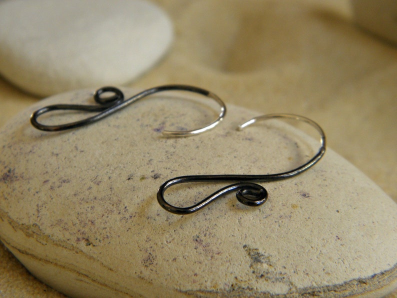 Silver Oxidized Swirly Earwires Earrings 1 Pair image 3