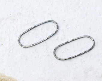 Hammered Oval Bracelet Links | Oxidized Sterling Silver | Gold Filled  Curvy Rectangle Pendant Connector