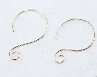 Hoop Swirl Ear Wires | Gold Filled | Rose Gold Filled | 1 Pair