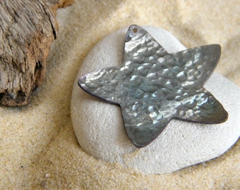 Big Silver Starfish Pendant | Oxidized Hammered Starfish