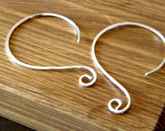 Sterling Silber Hoop Swirl Ohrhaken - 1 Paar