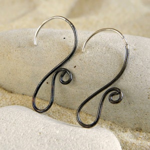 Silver Oxidized Swirly Earwires Earrings 1 Pair image 1
