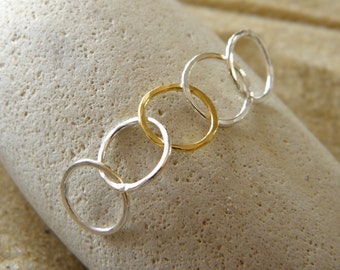 Gold Filled & Silver Five Linked Circle Connectors - 1 Set