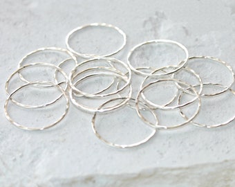 Karma Circle Pendant | Silver Circle Hammered Connectors - 2 cm