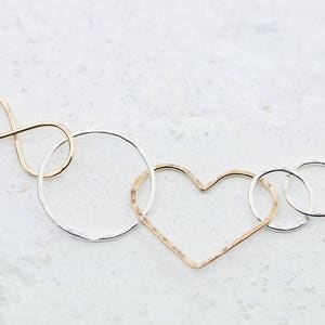 Linked Infinity Eternity Love Heart Pendant in Sterling Silver & 14 KGold Filled