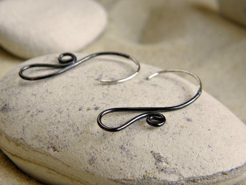 Silver Oxidized Swirly Earwires Earrings 1 Pair image 4