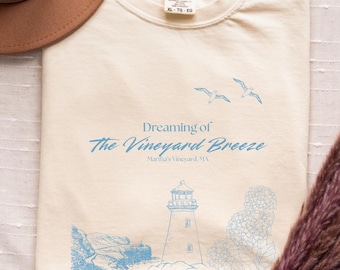 Martha’s Vineyard Breeze Tee – Comfort Colors C1717 Seaside Nostalgia Graphic Tee for Travelers and Ocean Lovers - Sizes S - 4XL - Ivory