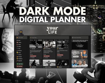 Digital Planner Dark Mode 2026: Minimal All In One Notion Life Planner for Men