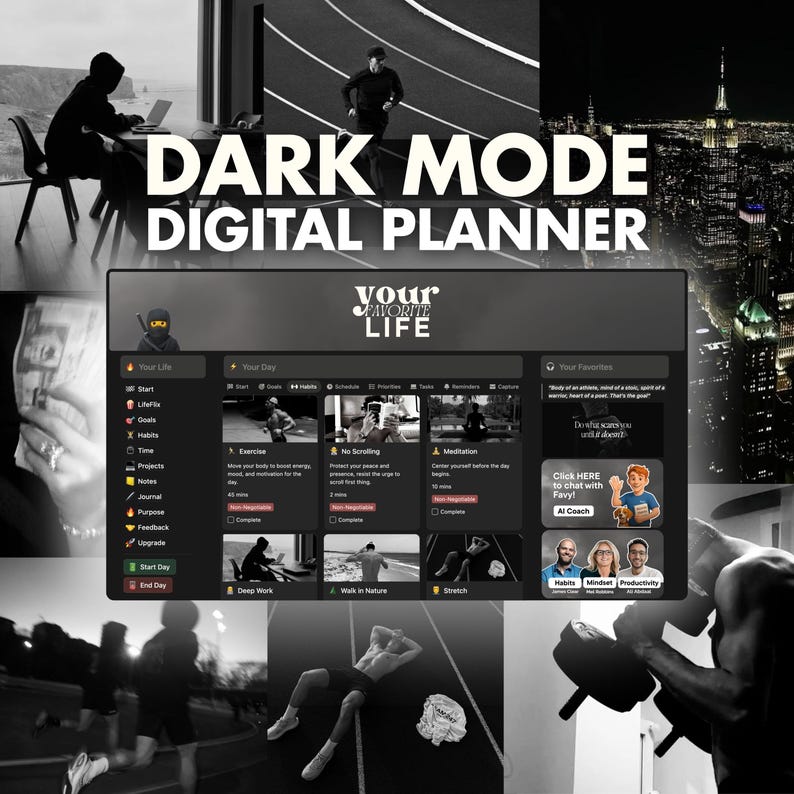Digital Planner Dark Mode 2026: Minimal All in One Notion Life Planner ...
