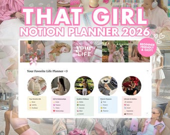 That Girl Notion Planner 2026: Pink Digital Life Planner (Beginner Friendly & Easy to Use)