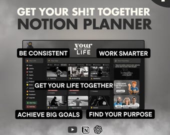 Notion Planner for Men 2026: Dark, Productivity and Goals (Digital Life Planner)