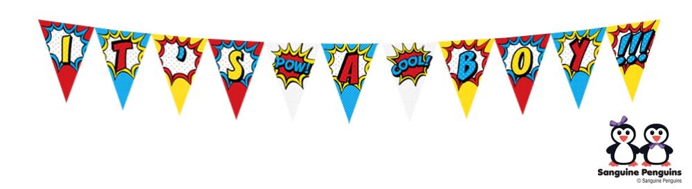 Superhero-themed it's A Boy Printable Banner - Etsy