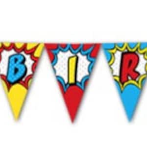 Superhero-Themed &quot;Happy Birthday&quot; Printable Banner