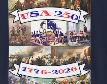 USA 250 1776-2026 T-Shirt | American History Collage, Patriotic Tee, celebrate America 250