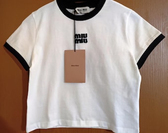 MIU MIU Womens White Cotton T-Shirt Size XS,M,L