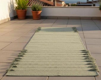 Esterilla de yoga de algodón orgánico / Alfombra antideslizante ecológica para fitness (60 x 180 cm)