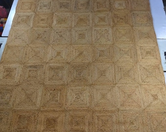 Natural Jute Braided Handmade Natural Jute Rectangle Rug Eco Friendly Pure Vegan Living Room Jute Rug Area Rug Jute Rug Warm Rug