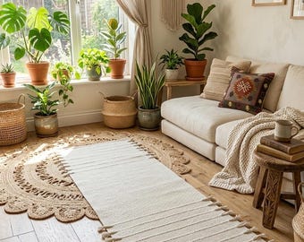 Tappetino da yoga in cotone biologico alle erbe - Tappetino per esercizi e meditazione ecologico, tessuto a mano, antiscivolo, 2 x 6 piedi, adatto ai viaggi