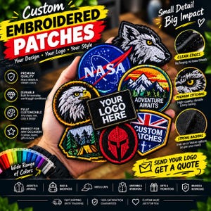 Patches bordados personalizados | Patches personalizados para passar a ferro. Pedidos em grandes quantidades disponíveis.