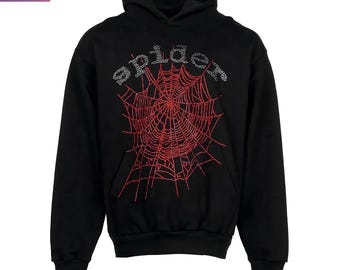 Spinne OG Strass Logo Street Wear Unisex Hoodie Schwarz