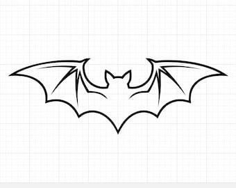 Spooky Bat Vector SVG for Vinyl Decal, Halloween Silhouette Cut File Pack, Bat Outline PNG Clipart, Simple Halloween Digital Vector Download
