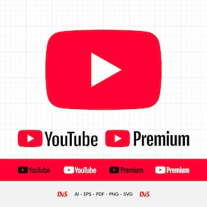 May include: A red YouTube logo with a white play button, along with the words "YouTube" and "Premium". Several variations of the logo are displayed, including a horizontal banner with the text "YouTube" and "Premium".