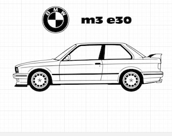 BMW M3 E30 SVG, Classic German Sports Car Vector, E30 Silhouette Clipart, M3 Evolution Graphic for Cricut, Automotive Garage Wall Art
