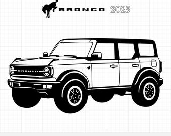 Ford Bronco SVG / Vector de camioneta todoterreno 4x4, silueta de SUV clásica para Cricut, PNG de auto de aventura, archivo de corte Bronco retro, descarga digital