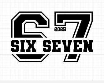 SVG 67, SVG del meme Six Seven, Vector de fuente deportiva 6 7 Jersey, Archivo de corte 6-7 2025, Palabra juvenil del año 2025, Diseño de camiseta 67