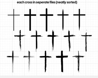 Paquete de cruces en formato SVG, conjunto de 15 diseños vectoriales religiosos, archivos de corte conmemorativos cristianos, paquete de cruces religiosas en formato SVG conmemorativas de la fe de Jesús.