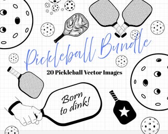 Paquete SVG de Pickleball (20 diseños), pelota SVG de Pickleball, paleta vectorial de Pickleball para Cricut, camiseta PNG, conjunto de imágenes de Pickleball