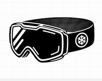 Ski Goggles SVG | Snowboarding Eyewear Vector, Winter Sports PNG for Cricut, Alpine Goggles Silhouette Cut File, Digital Download